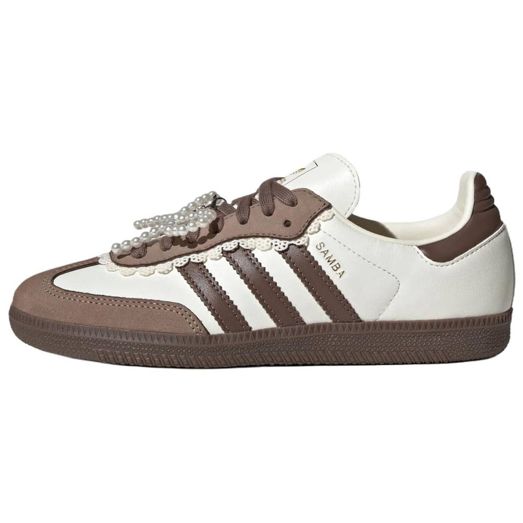adidas Originals Samba Lace & Pearls Women's German Trainer Sneakers - Brown
