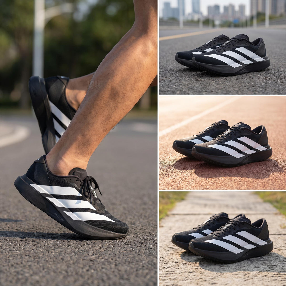 adidas Adizero Evo SL Men’s Black White Mesh Racing Running Shoes