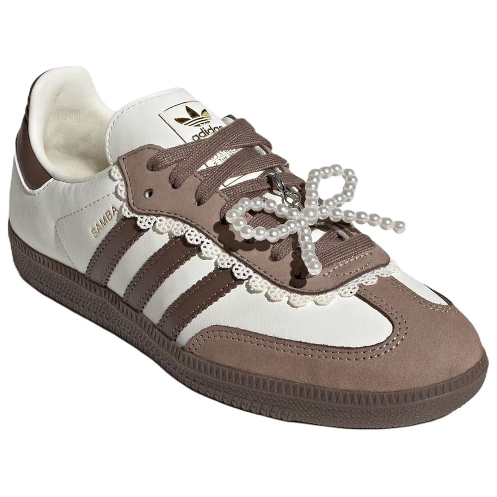 adidas Originals Samba Lace & Pearls Women's German Trainer Sneakers - Brown