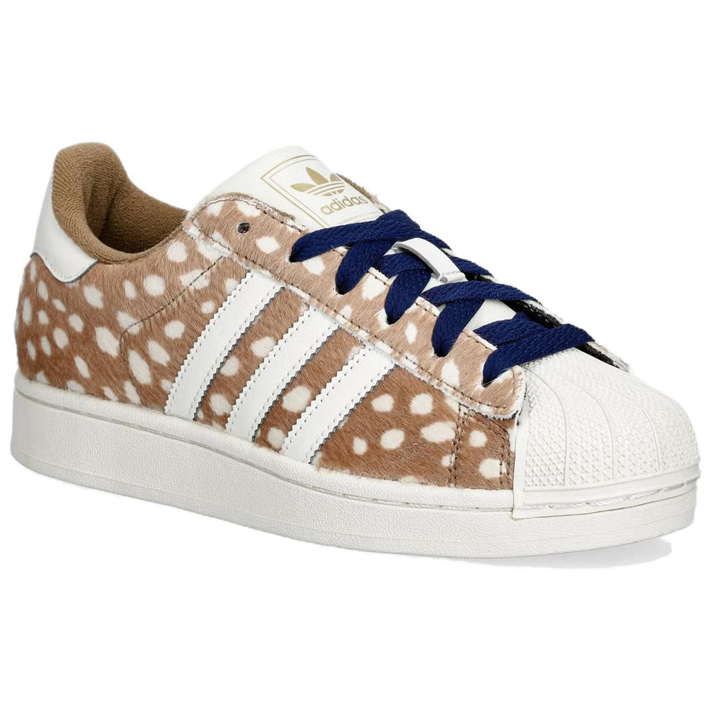 adidas Originals Superstar 2 Women's Light Brown White Deer Pattern Shell-Toe Sneakers