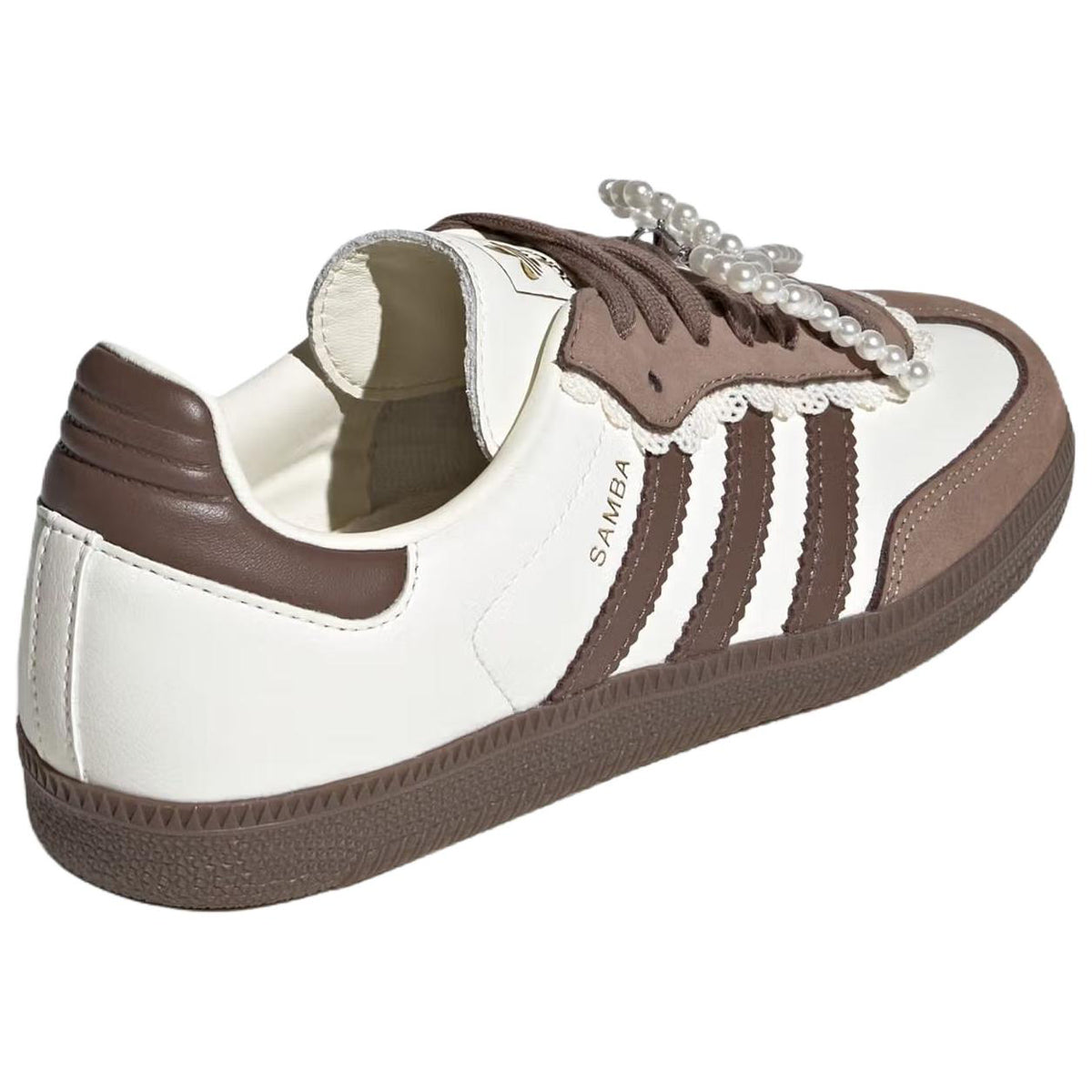 adidas Originals Samba Lace & Pearls Women's German Trainer Sneakers - Brown