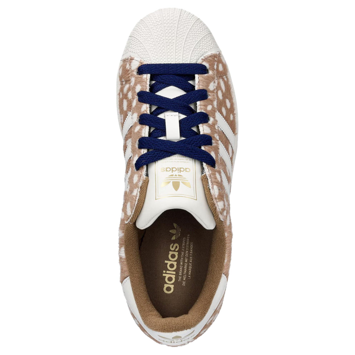 adidas Originals Superstar 2 Women's Light Brown White Deer Pattern Shell-Toe Sneakers