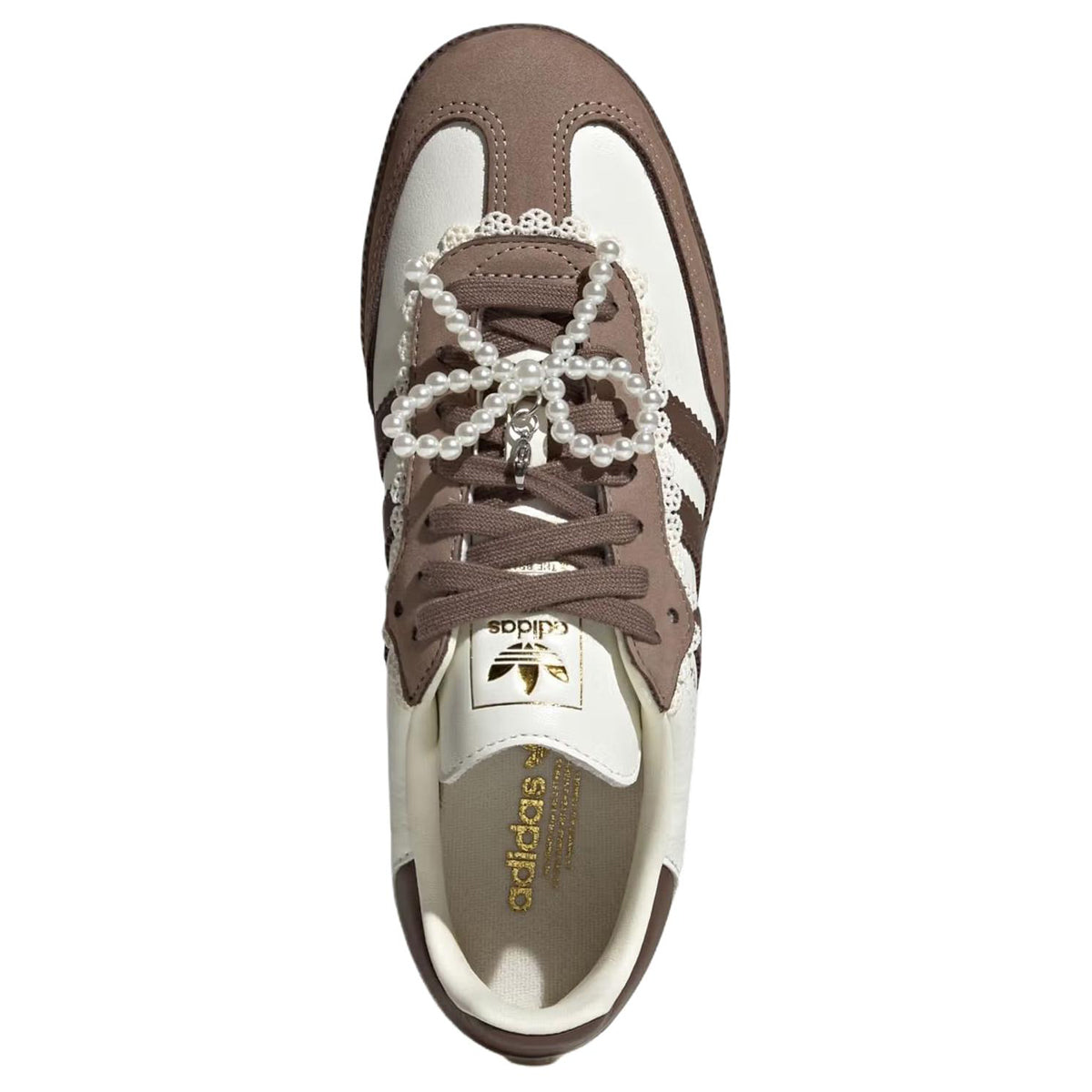 adidas Originals Samba Lace & Pearls Women's German Trainer Sneakers - Brown