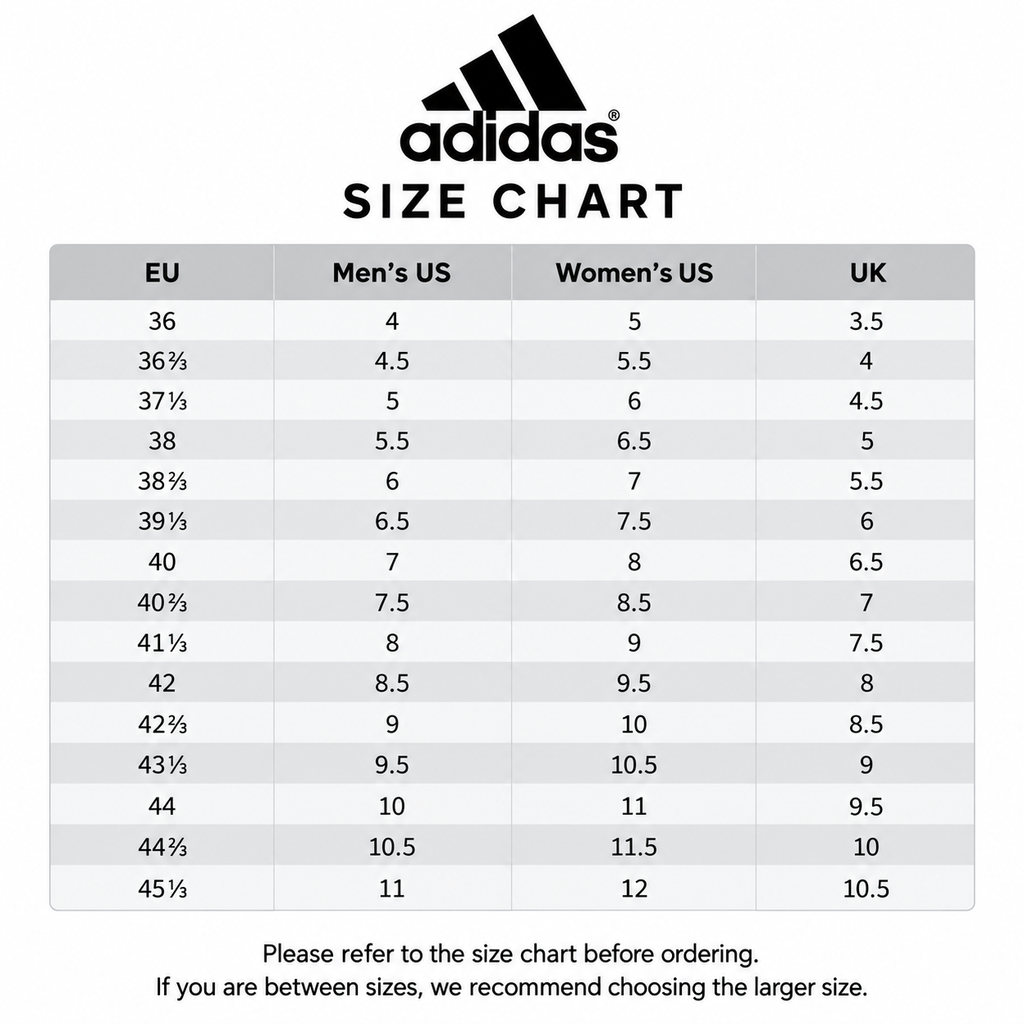 Adidas EU US UK size chart